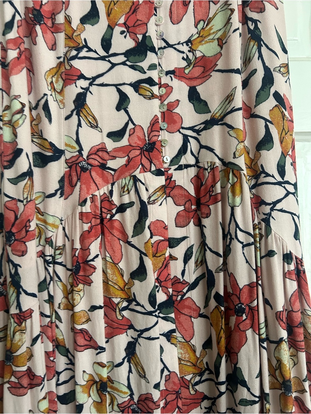 FREE PEOPLE Pink Floral A-Line Maxi Skirt Size 12 - Picture 4 of 9